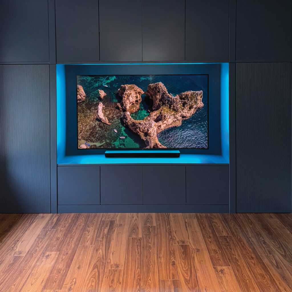 McIntyre Carpentry - bespoke custom built Navy TV Unit